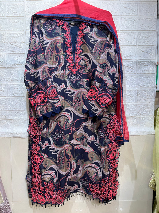 Code - 1155 Pakistani rayon cotton embroidered suit