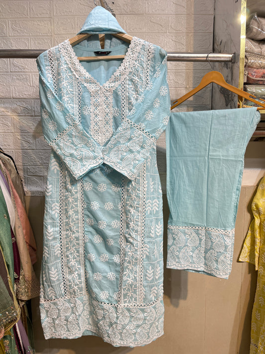 Code - 1168 White embroidery cotton suits