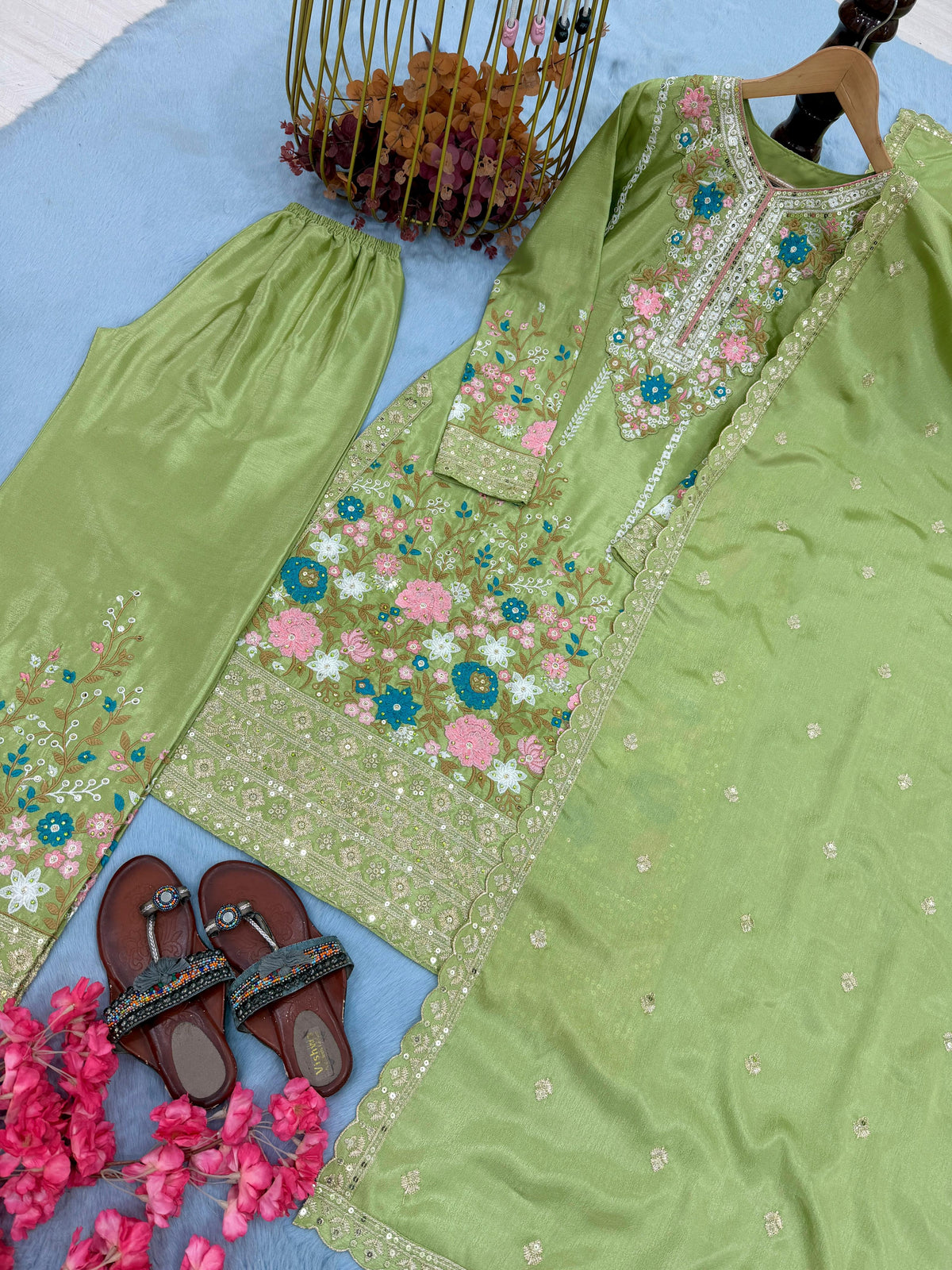 Code-1132 Pakistani long embroidered suit