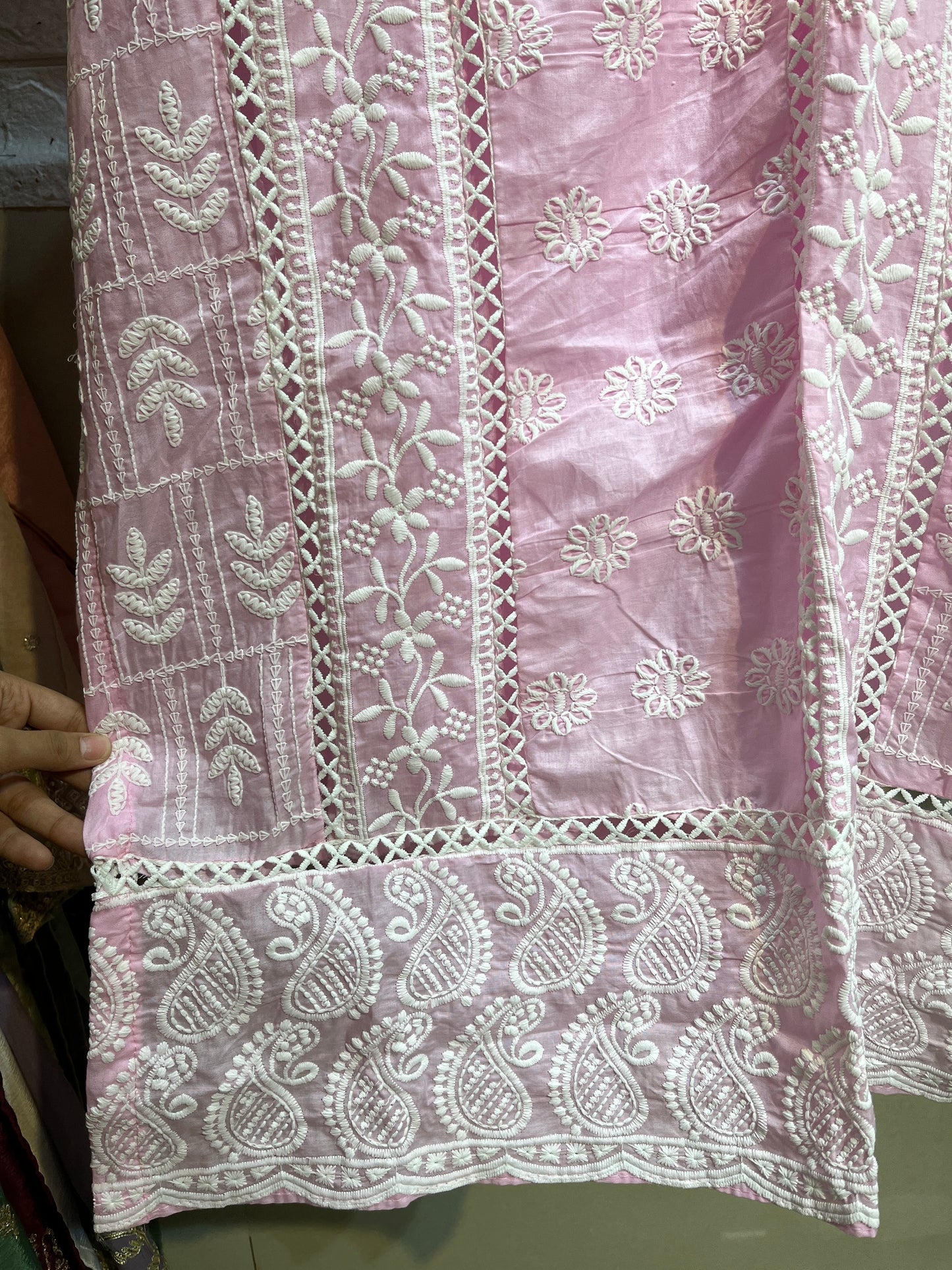 Code - 1168 White embroidery cotton suits