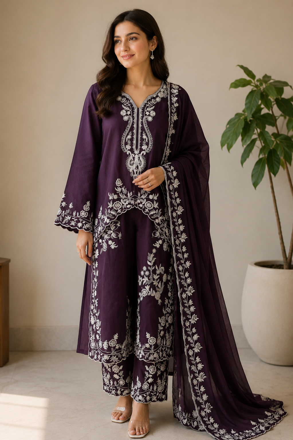 Code - 1148 Pakistani Premium heavy embroidered plazzo suit