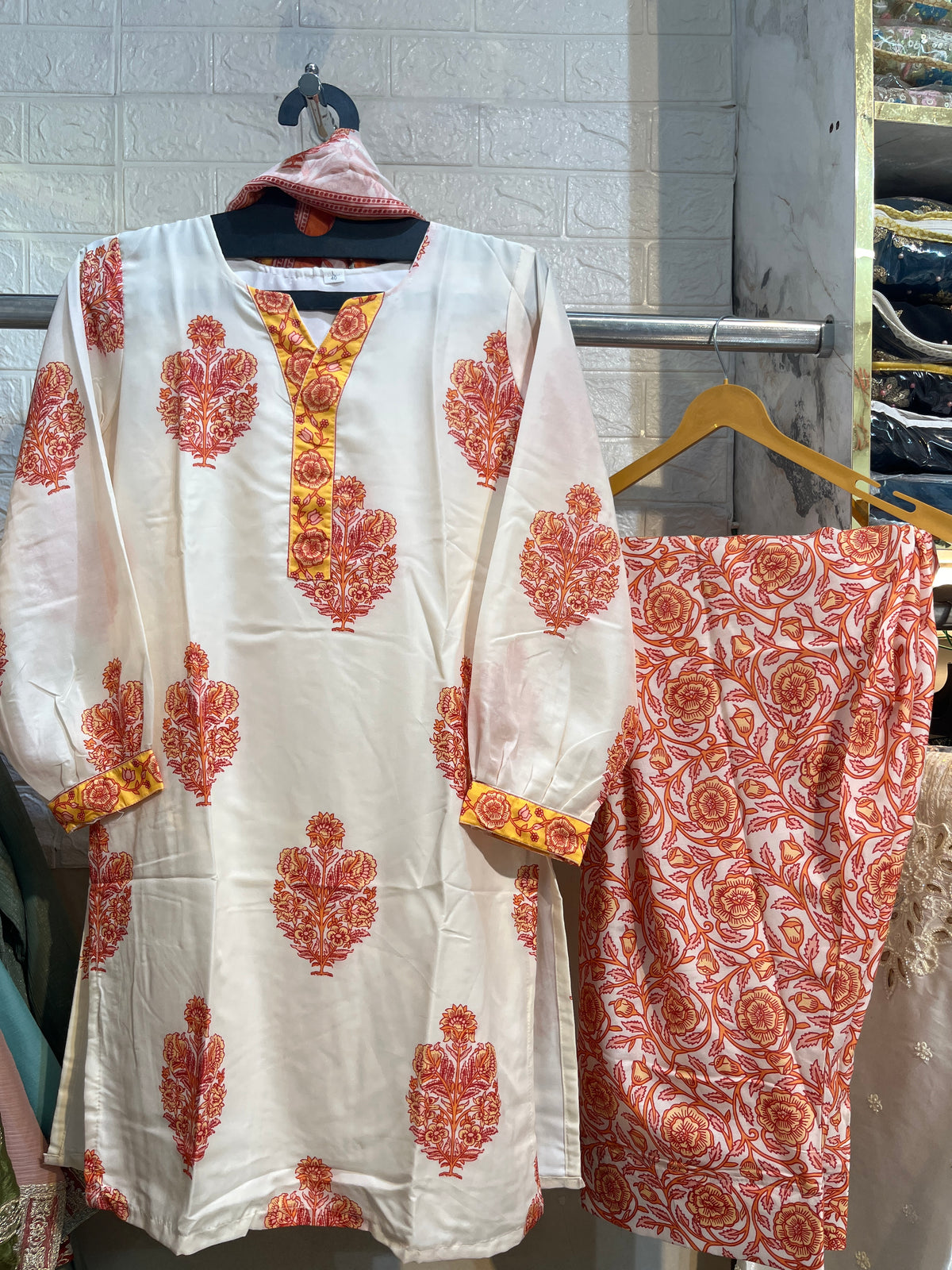 Code - 1196 Block printed farshi shalwar suit