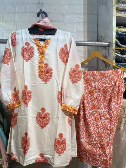 Code - 1196 Block printed farshi shalwar suit