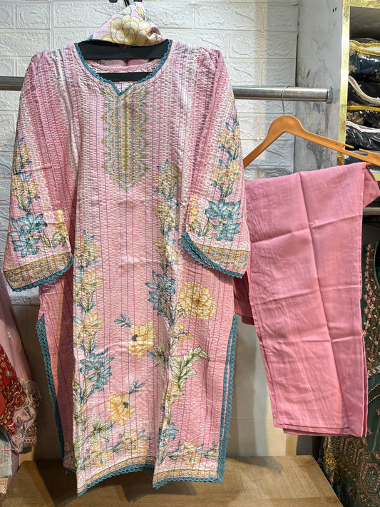 Code - 1195 Pure cotton threadwork stitched Pakistani suits