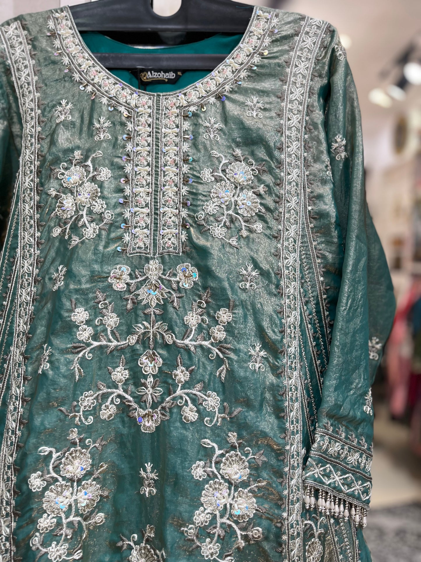 Code - 1146 Pakistani dual shimmer embroidered long suit