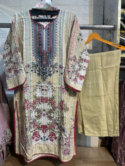 Code - 1195 Pure cotton threadwork stitched Pakistani suits