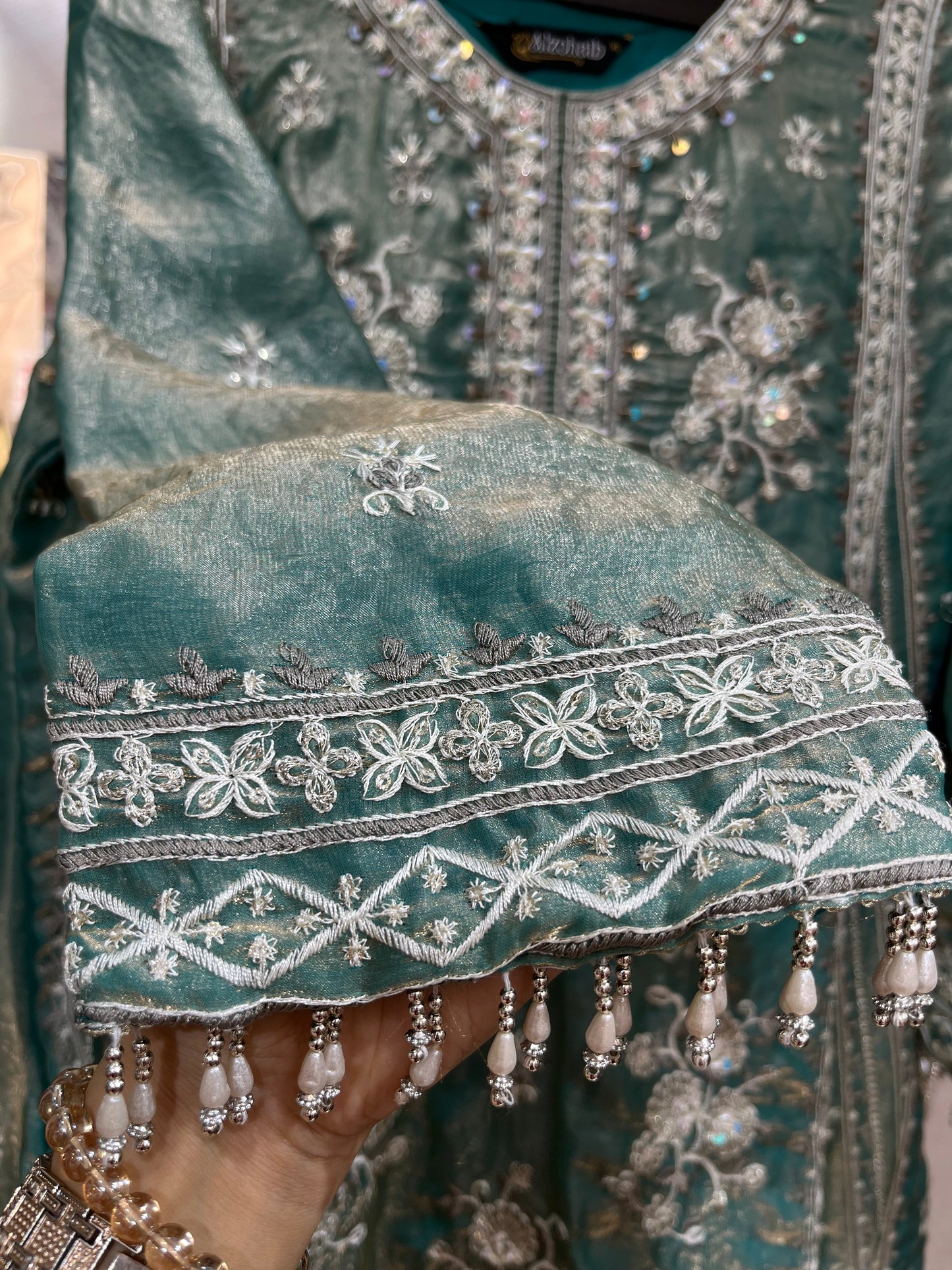 Code - 1146 Pakistani dual shimmer embroidered long suit