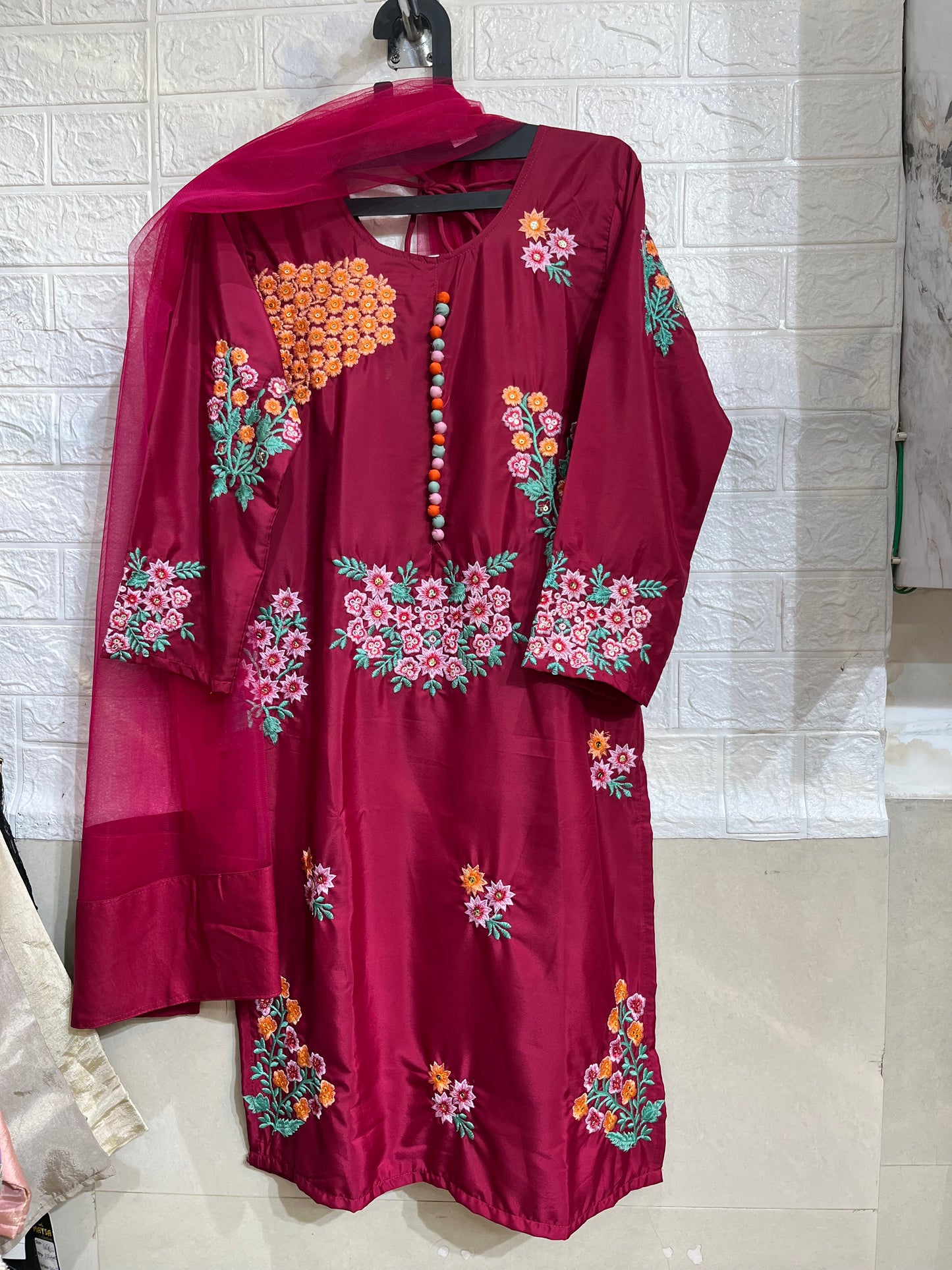 Code - 1165 Farshi Shalwar floral embroidered