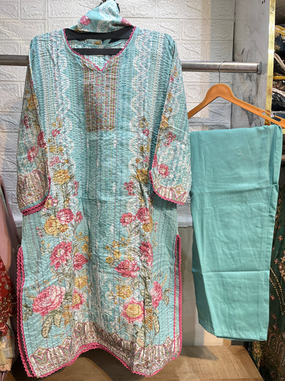 Code - 1195 Pure cotton threadwork stitched Pakistani suits