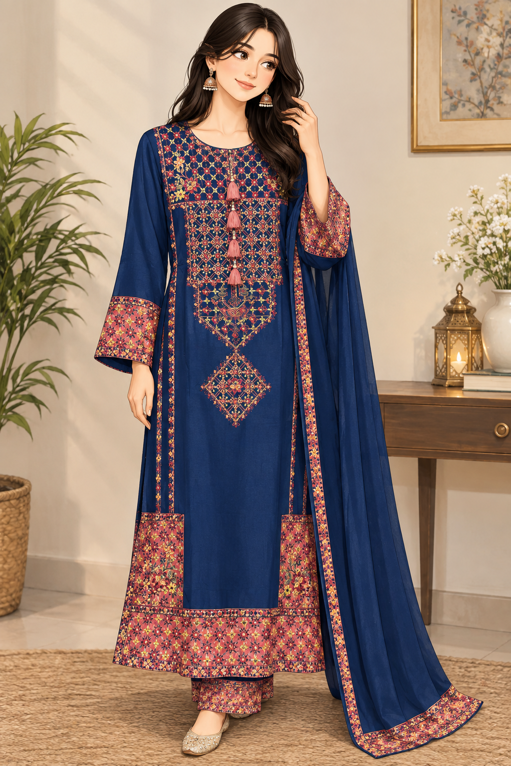 Code -1186 long Pakistani kaftan karachi suits