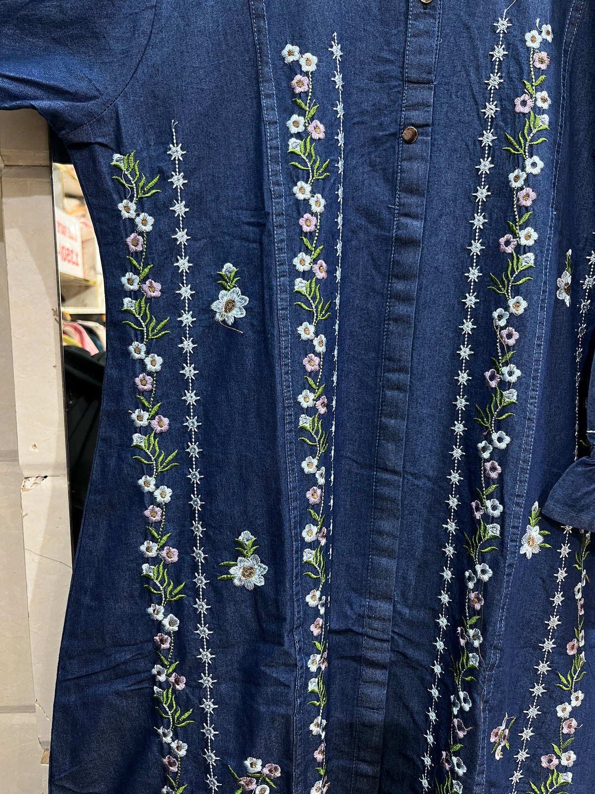 Code 1187 IMPORTED korean denim embroidered gowns