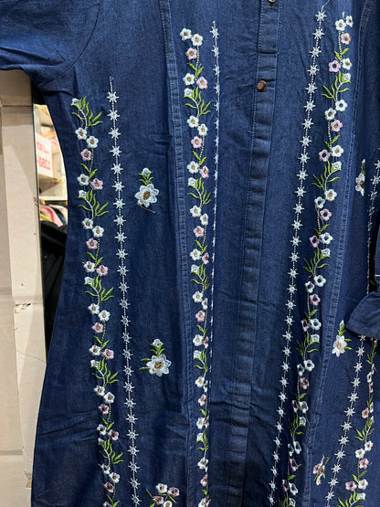Code 1187 IMPORTED korean denim embroidered gowns