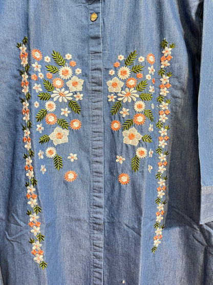 Code - 1181 Imported denim embroidered gowns