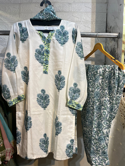 Code - 1196 Block printed farshi shalwar suit