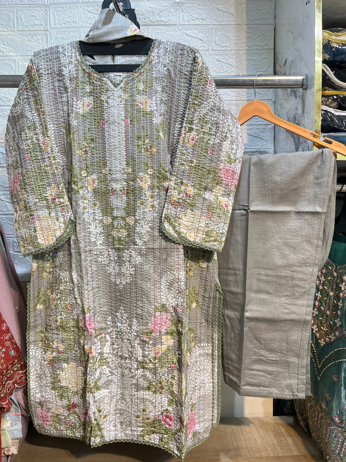 Code - 1195 Pure cotton threadwork stitched Pakistani suits