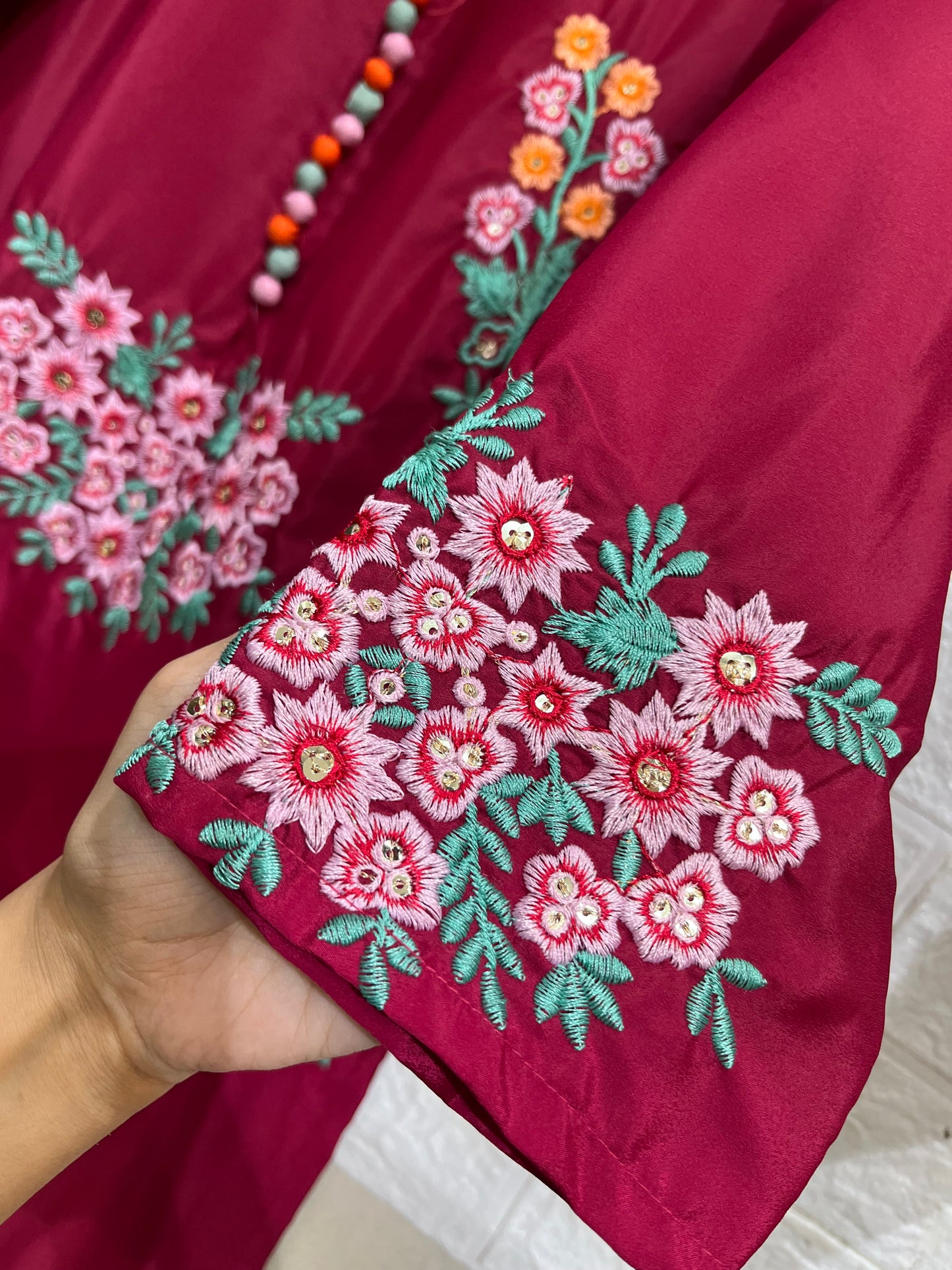 Code - 1165 Farshi Shalwar floral embroidered