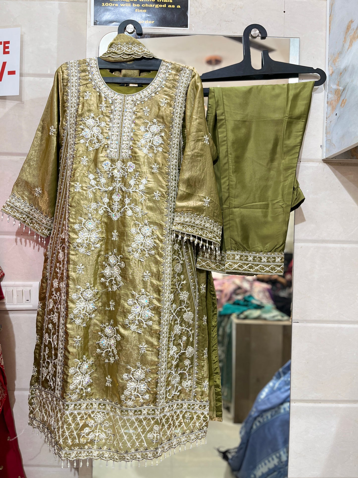 Code - 1146 Pakistani dual shimmer embroidered long suit