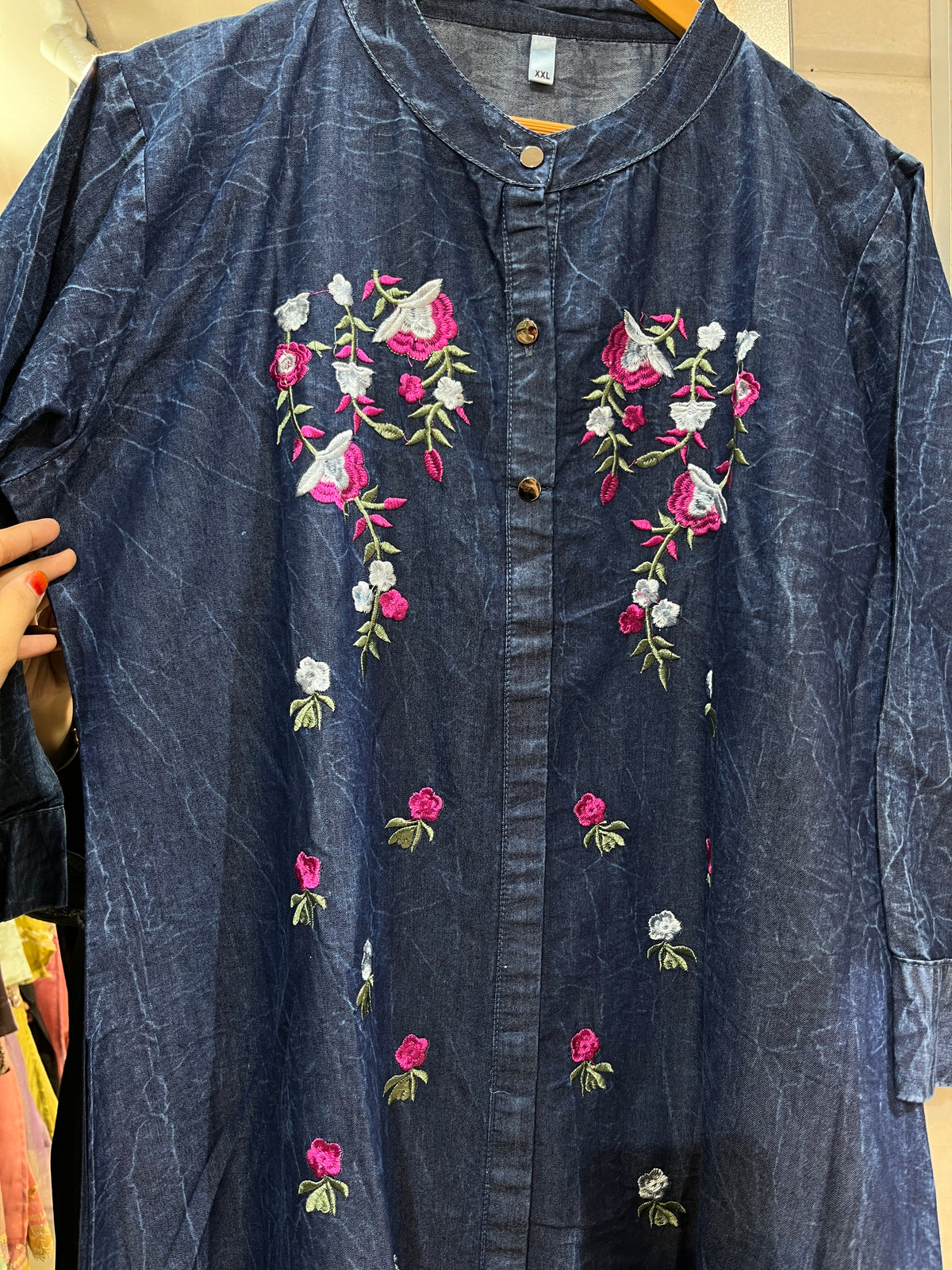 Code 1187 IMPORTED korean denim embroidered gowns