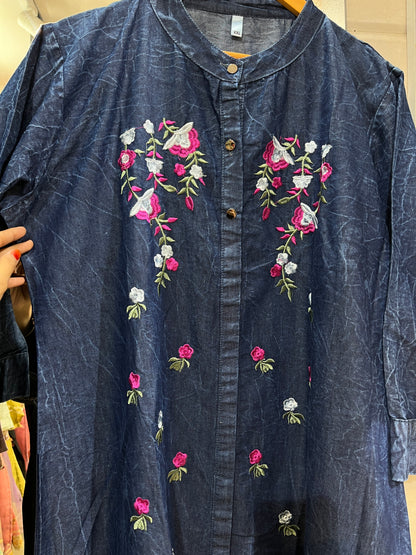 Code 1187 IMPORTED korean denim embroidered gowns