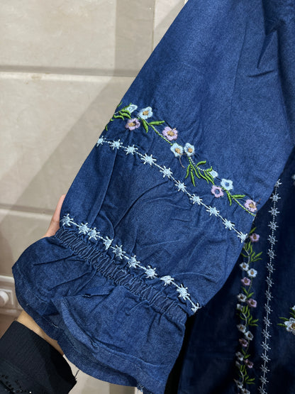 Code 1187 IMPORTED korean denim embroidered gowns