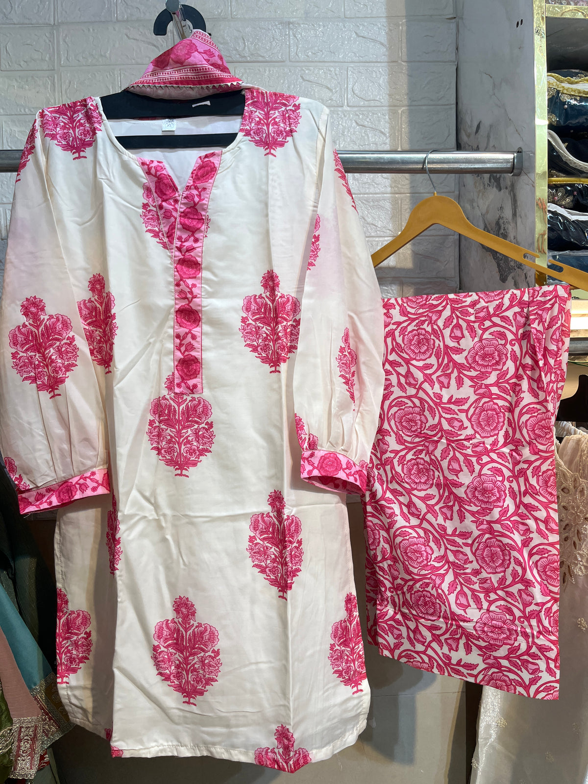 Code - 1196 Block printed farshi shalwar suit