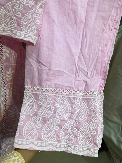 Code - 1168 White embroidery cotton suits