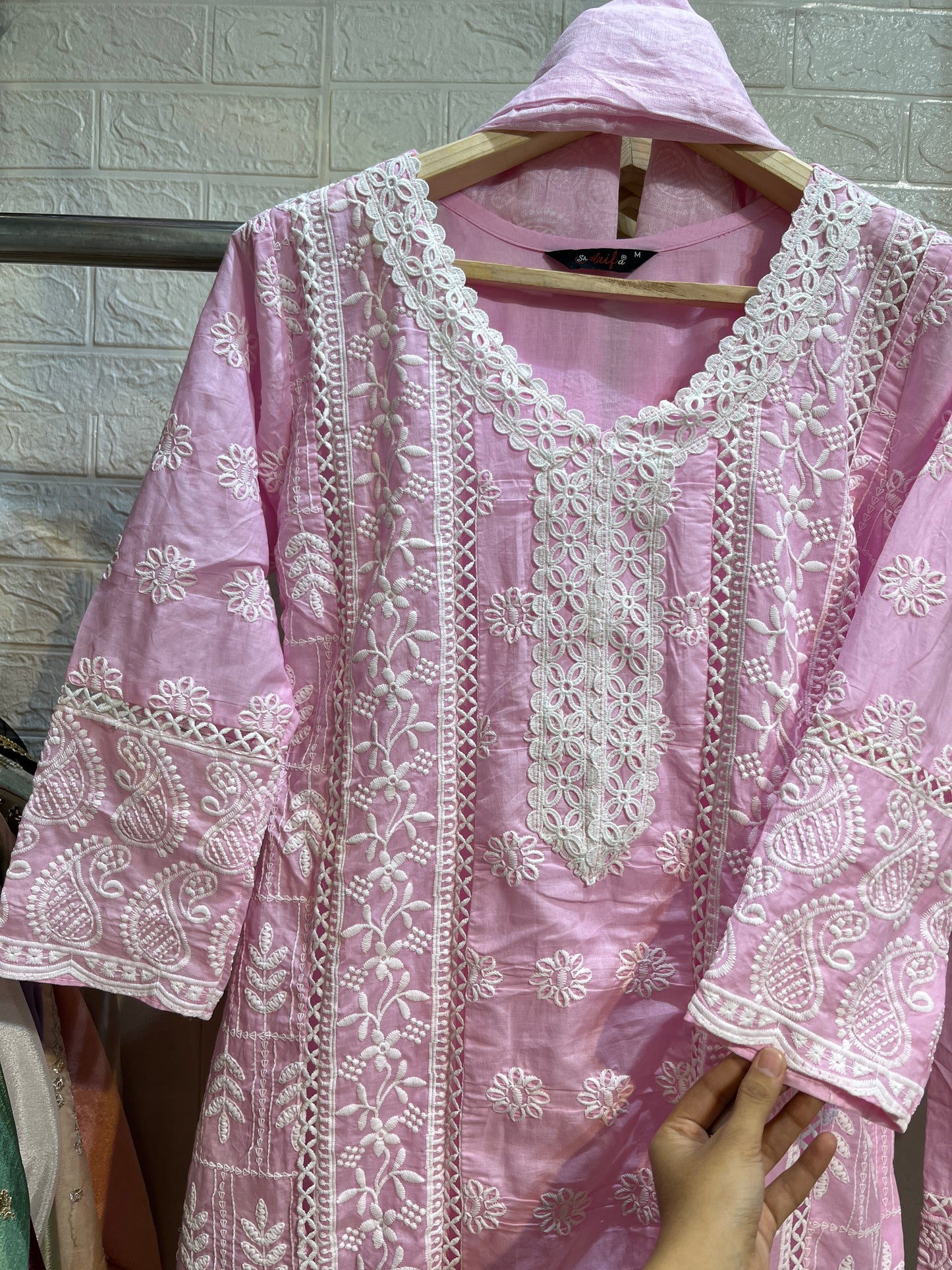 Code - 1168 White embroidery cotton suits