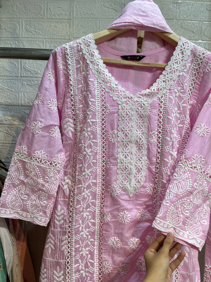 Code - 1168 White embroidery cotton suits