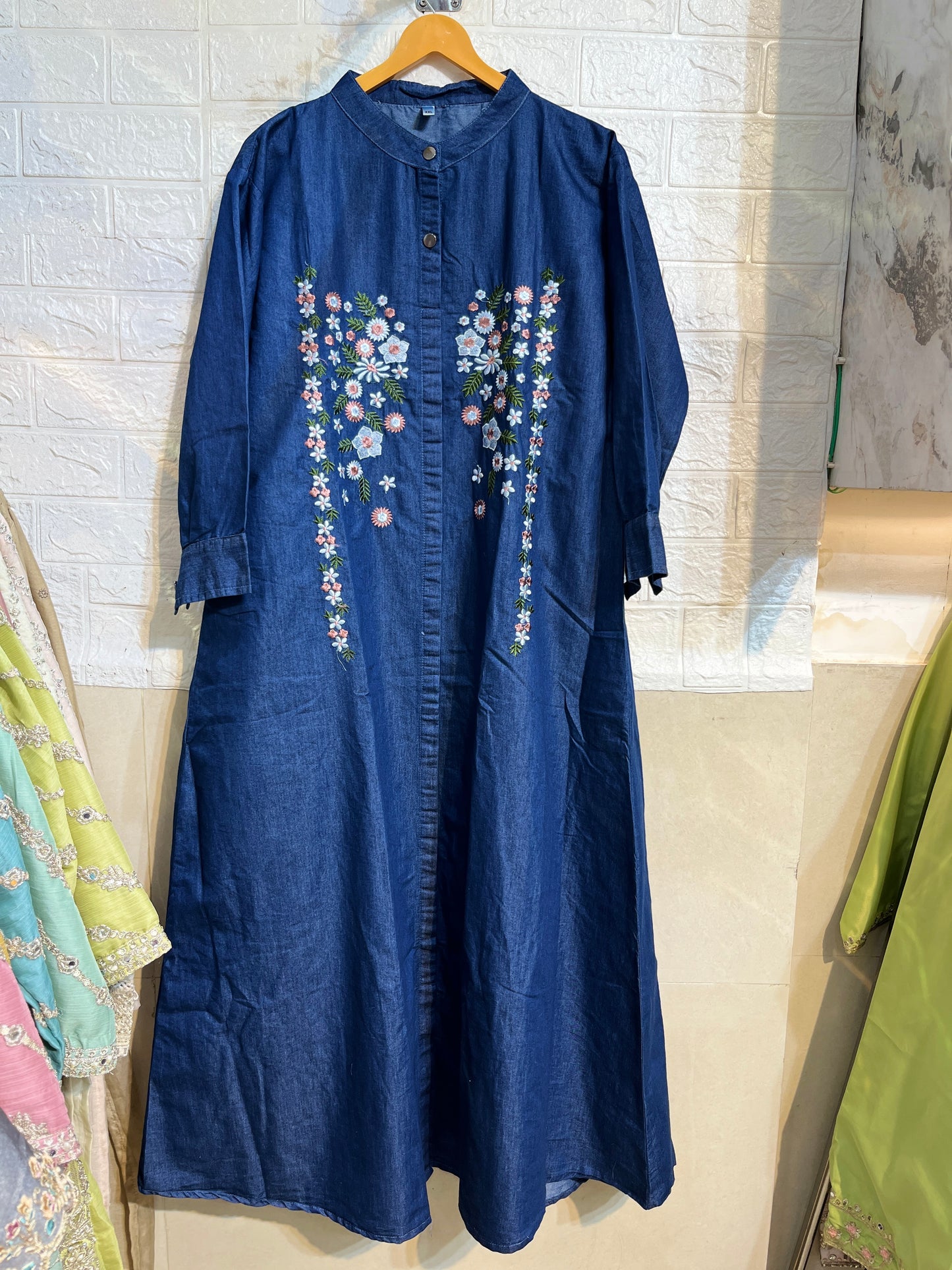 Code - 1181 Imported denim embroidered gowns