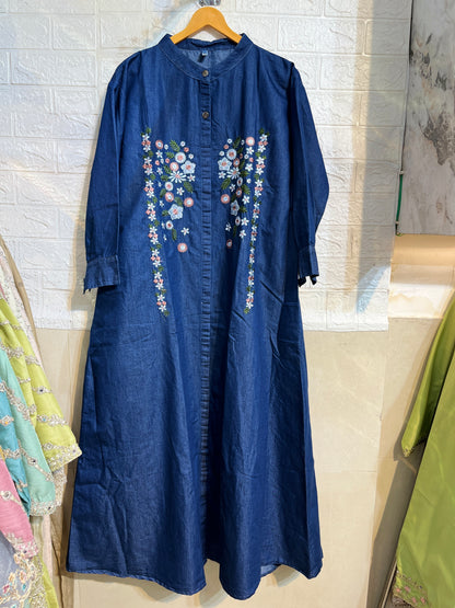 Code - 1181 Imported denim embroidered gowns