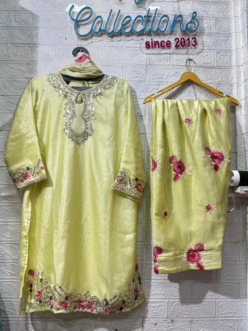 Code- 1145 Pakistani Hania Amir pattern trending farshi shalwar suit