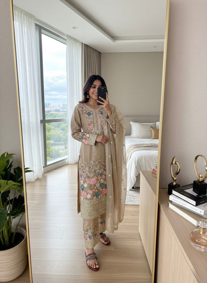 Code-1132 Pakistani long embroidered suit