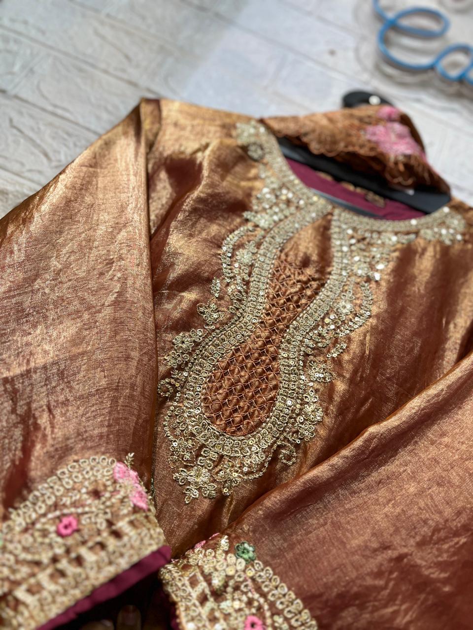 Code- 1145 Pakistani Hania Amir pattern trending farshi shalwar suit
