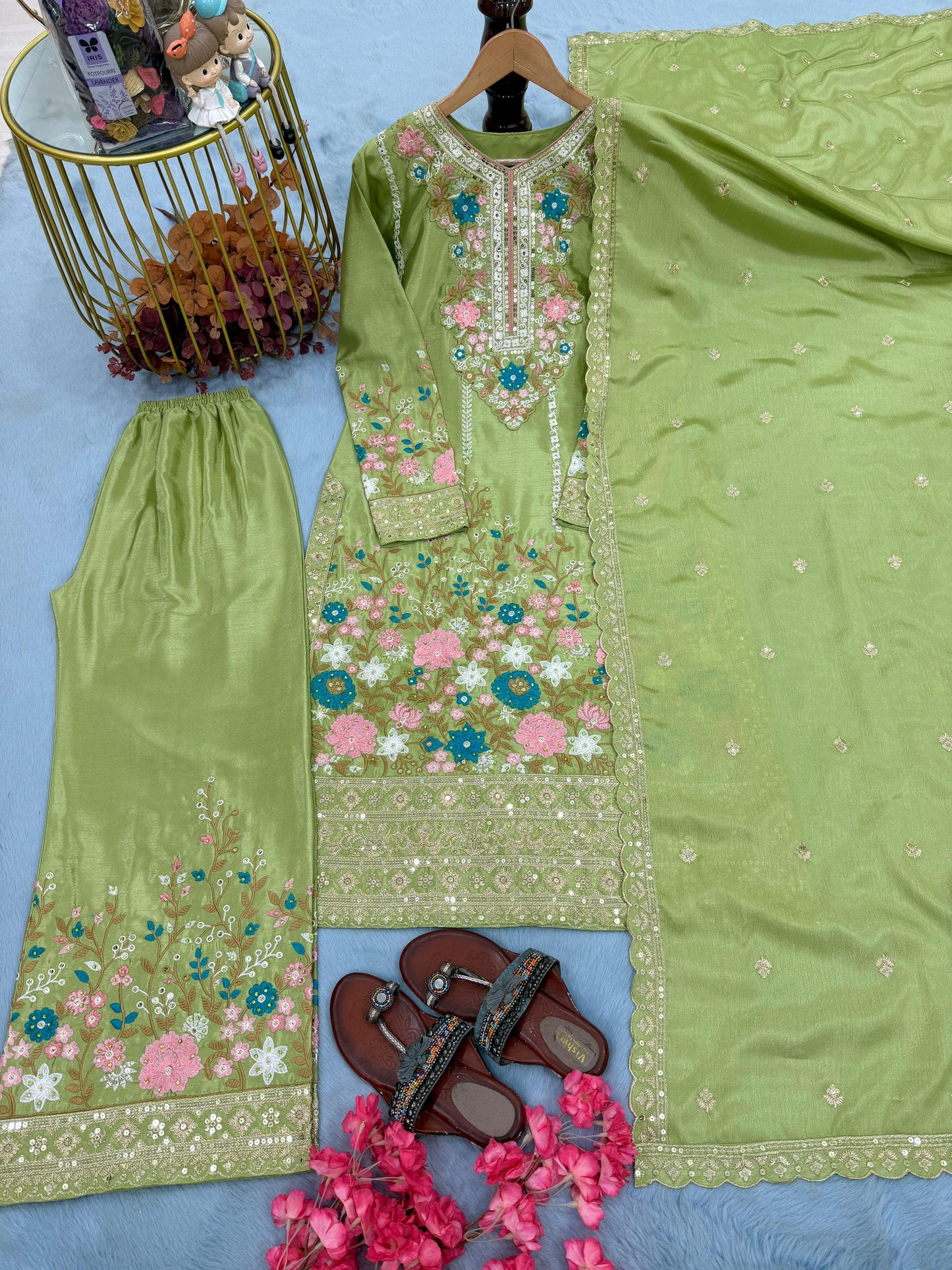 Code-1132 Pakistani long embroidered suit
