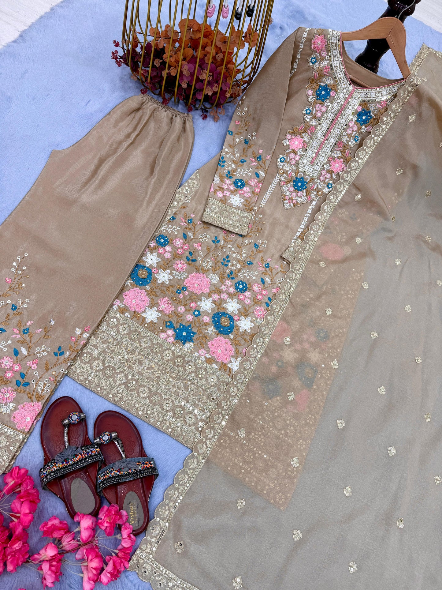 Code-1132 Pakistani long embroidered suit