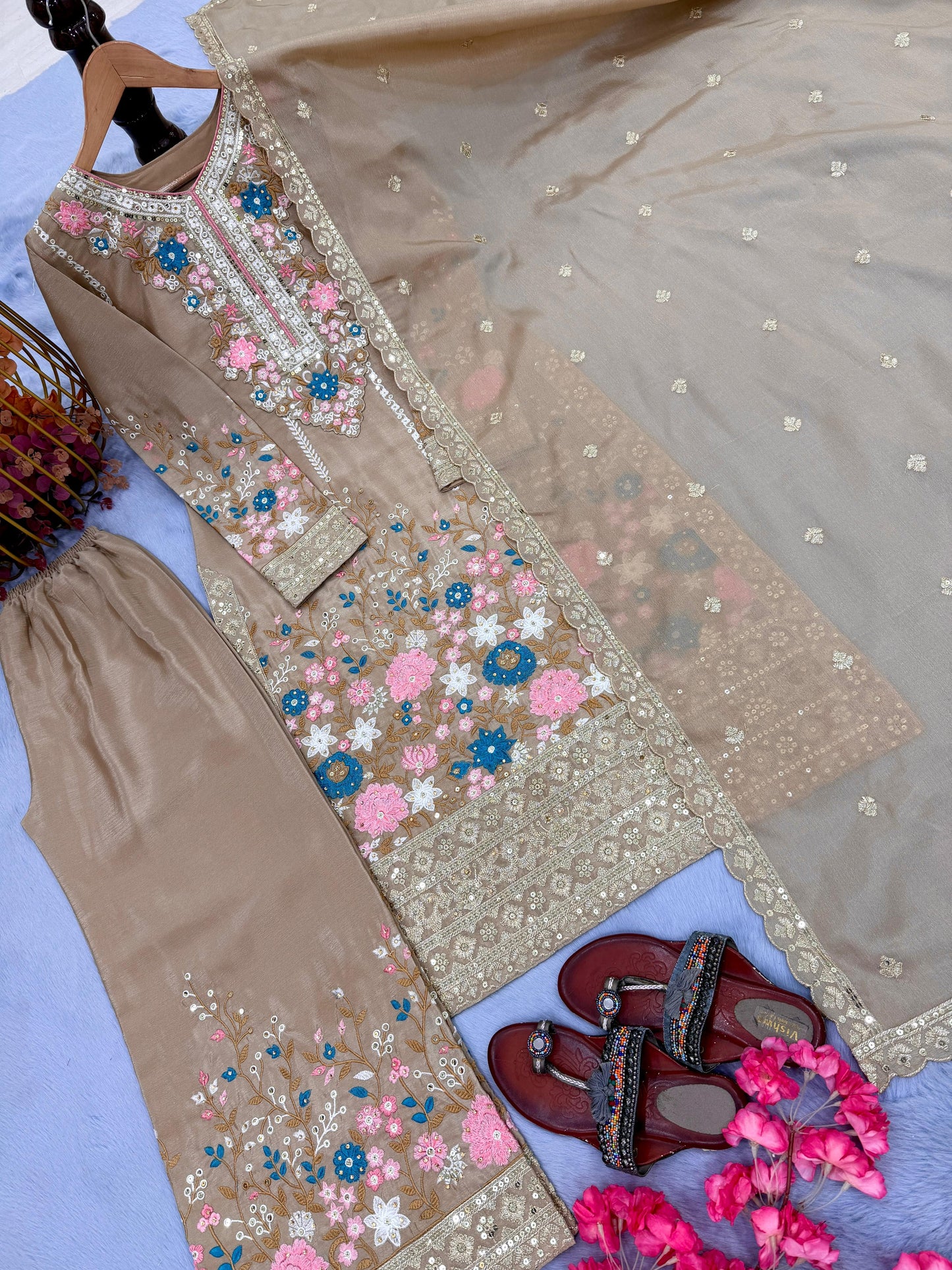 Code-1132 Pakistani long embroidered suit