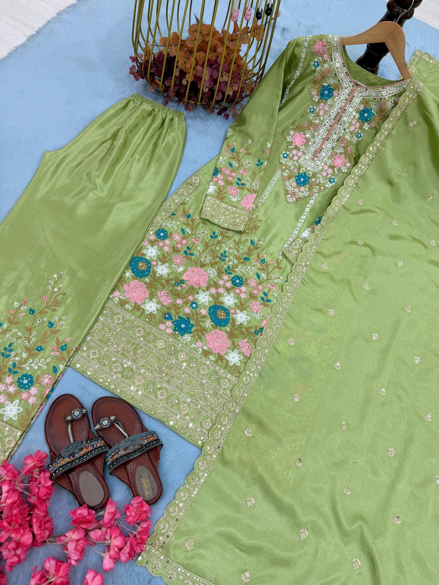Code-1132 Pakistani long embroidered suit