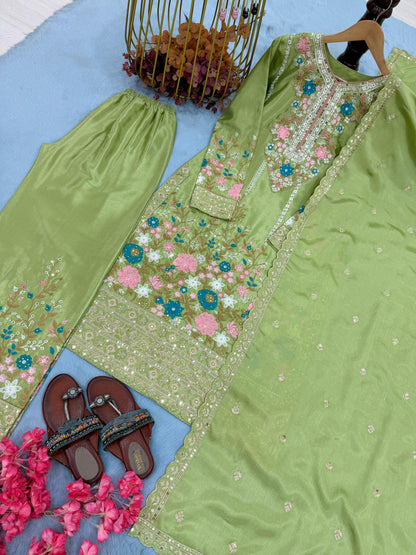 Code-1132 Pakistani long embroidered suit